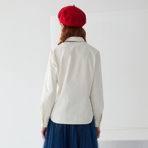 谜底主题印花衬衣长袖2025春新品复古文艺宽松纯棉衬衫251MC0048 商品图2