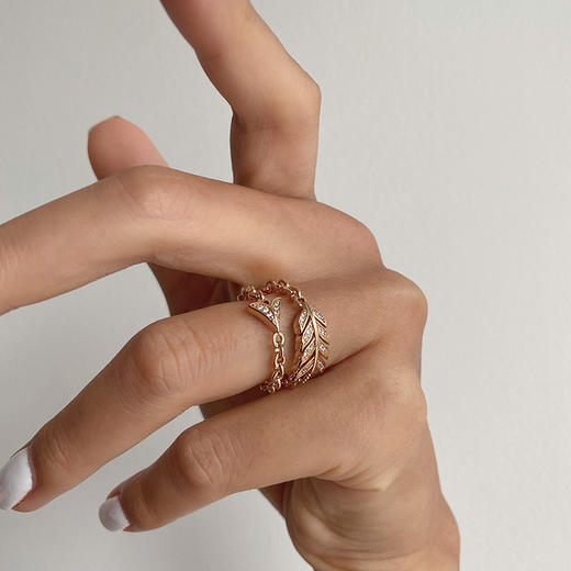 LHWINDSOR 箭头组合戒指原创设计羽毛箭头组合百搭个性指环轻奢叠戴 商品图3