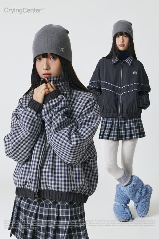 CryingCenter 藏青格纹双面穿夹克棉服 哭喊中心 商品图5