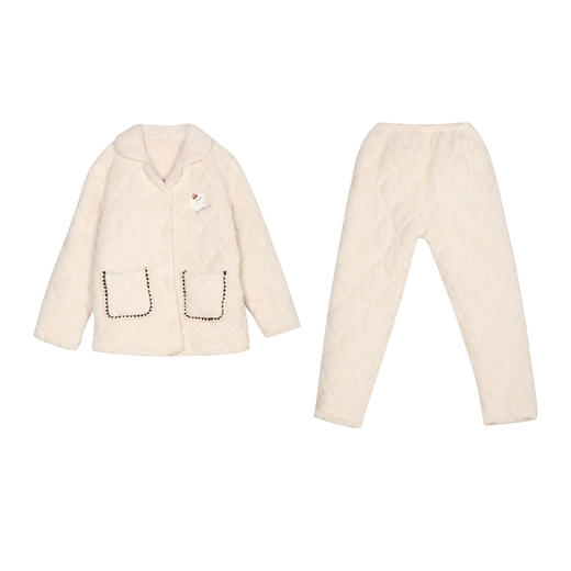 都市丽人女士加厚夹棉套装家居服长袖长裤法兰绒夹棉秋冬睡衣LHT1H7 商品图0