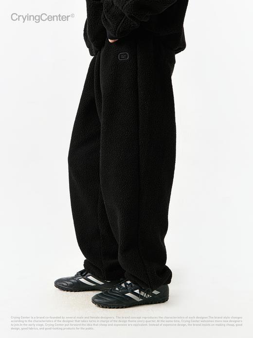 CryingCenter 黑色摇粒绒休闲长裤秋冬保暖通勤 哭喊中心 商品图4