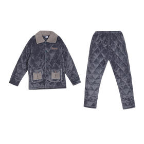 都市丽人男士加厚夹棉套装家居服长袖长裤法兰绒夹棉秋冬睡衣FHT1C1