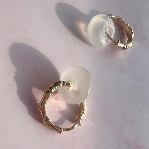 LHWINDSOR  原创设计新中式风白玛瑙月光系列项链耳环套装 商品图2