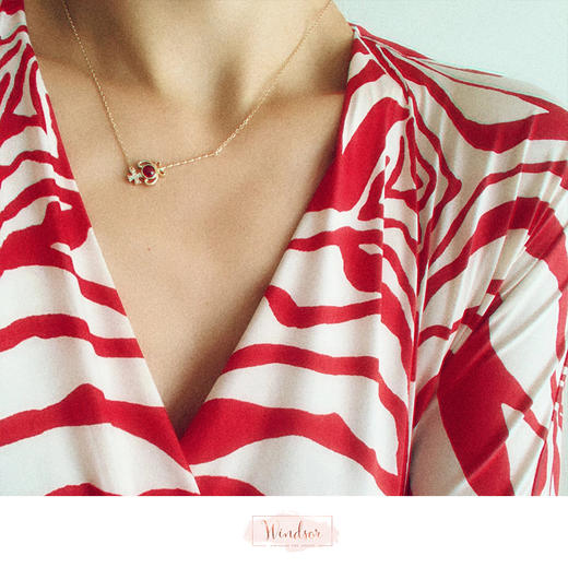 LHWINDSOR 女王权杖锁骨链银镀金复古红宝石项链 商品图4