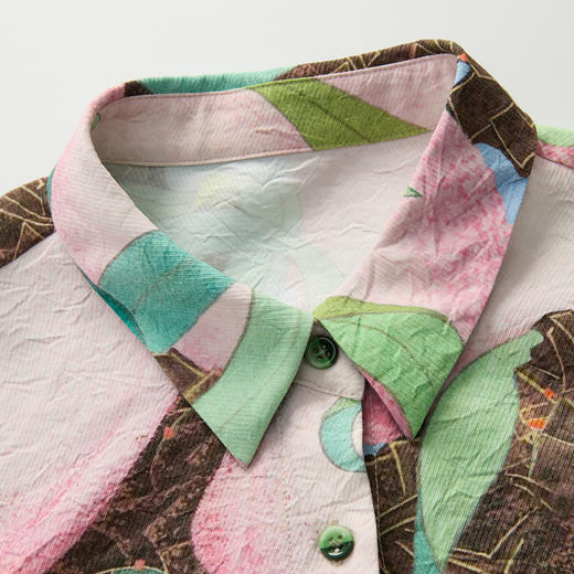 谜底宽松衬衣长袖女2025春季新品主题蟠桃系列印花衬衫251MC0008 商品图3