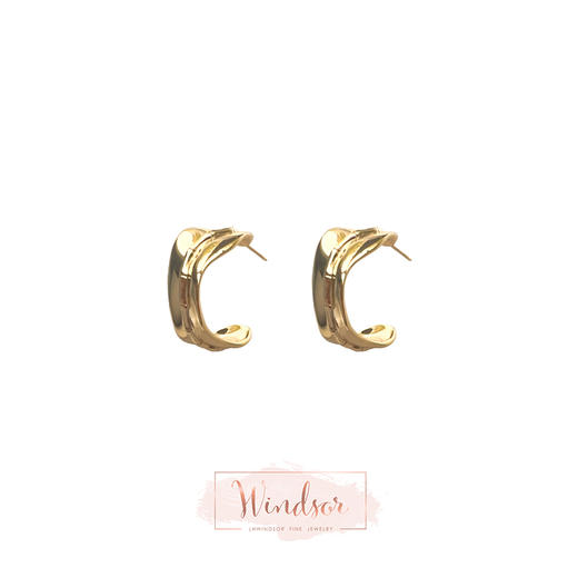 LHWINDSOR 原创设计竹节叶脉耳环经典竹节系列耳环金银双色个性 商品图0