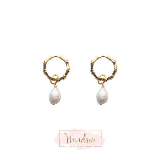 LHWINDSOR 原创设计经典竹节wave竹节巴洛克珍珠耳环可拆卸两戴 商品图0