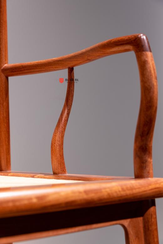 红桥红  家具严选  缅甸花梨(大果紫檀）  【藤面 如意 矮官帽椅】 商品图3