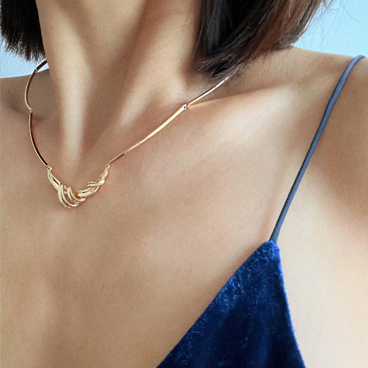 LHWINDSOR 绸带ribbon项链高级设计感轻奢金色锁骨链新款 商品图1