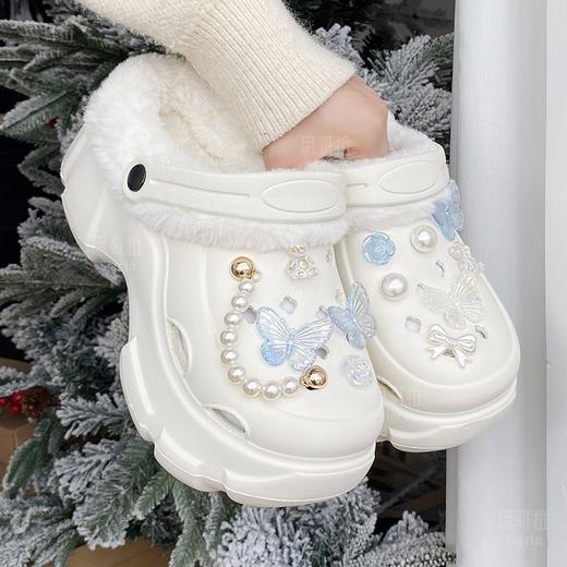 【美爆了❗️蝴蝶加绒洞洞鞋】又好看又暖，真的炒鸡爱❗️新款EVA女冬天外穿可爱小个子增高保暖DIY棉鞋 商品图0