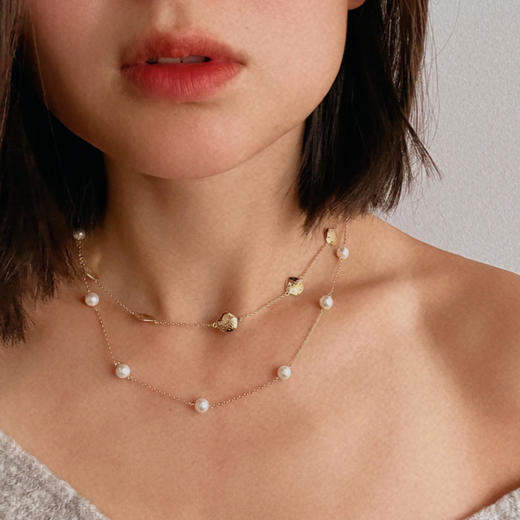 LHWINDSOR 海洋宝藏双层项链sanddollar海边沙滩度假贝壳浪花珍珠锁骨链 商品图1