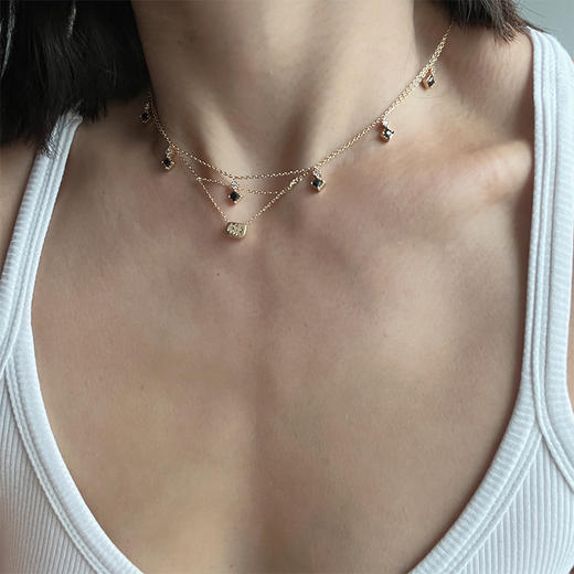 LHWINDSOR Fine Jewelry 原创设计小黑钻锁骨链优雅精致 商品图2