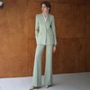IWY/职场套装女绿色加厚西装外套无领中长款显瘦职业装气质阔腿裤装CP2182 商品缩略图0