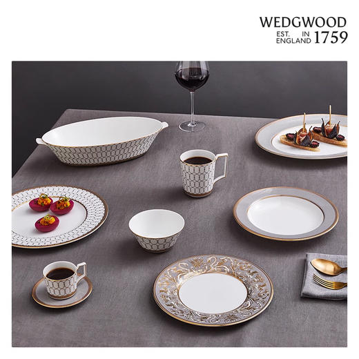 【WEDGWOOD】威基伍德 金粉年华奢雅灰23cm骨瓷深盘欧式盘子餐盘餐具 商品图3