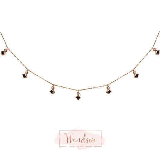LHWINDSOR Fine Jewelry 原创设计小黑钻锁骨链优雅精致 商品图0