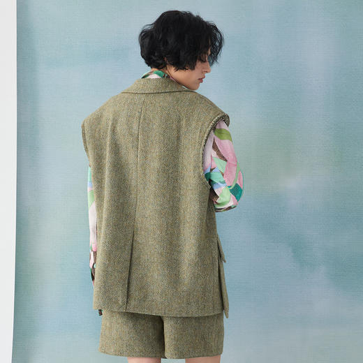 谜底西装马甲2025春季新品时髦通勤宽松100绵羊毛马夹女251MM0002 商品图2