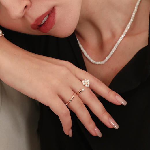 LHWINDSOR 小葡萄开口戒指原创设计精致小众珍珠戒指 商品图1