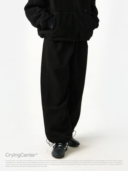 CryingCenter 黑色摇粒绒休闲长裤秋冬保暖通勤 哭喊中心 商品图2