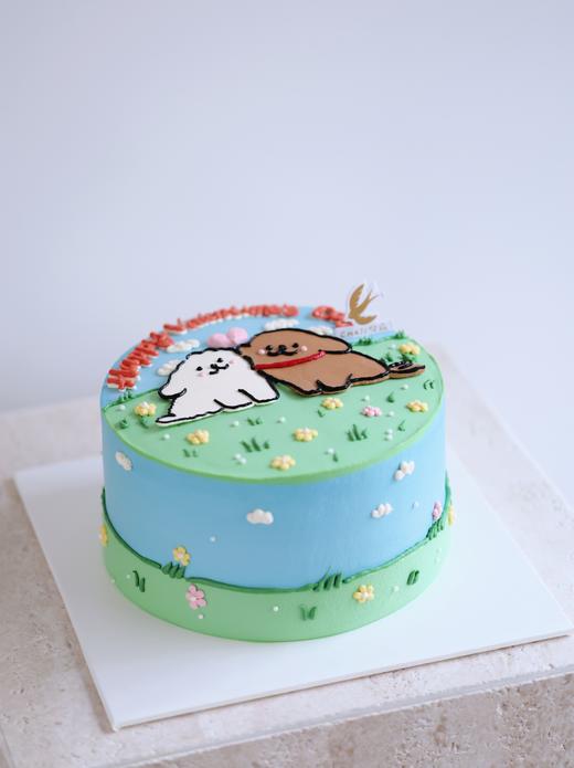 【客定】贴贴线条小狗蛋糕0064 商品图1