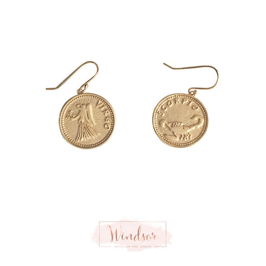 LHWINDSOR复古星座钱币耳环项链小众硬币饰品套装 商品图1