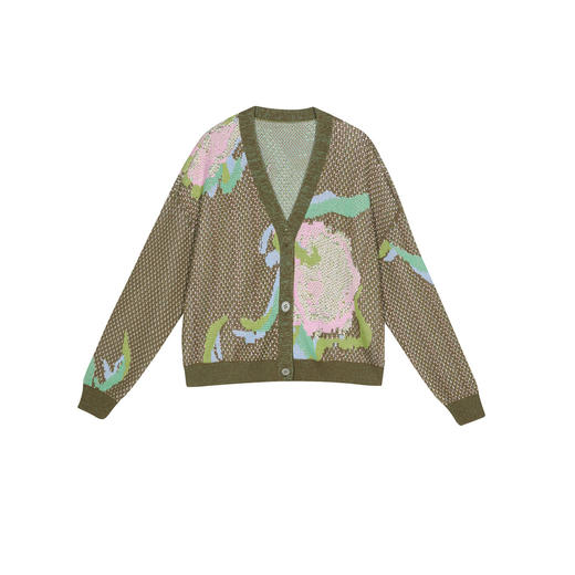 谜底针织开衫女2025春季新品原创提花宽松百搭毛衣毛衫251MZ0307 商品图4