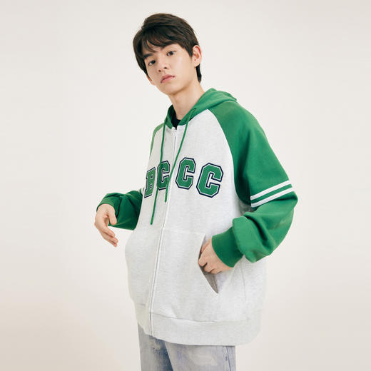 gxgjeans男装春季撞色拼接夹克学院风减龄连帽夹克外套男 商品图1