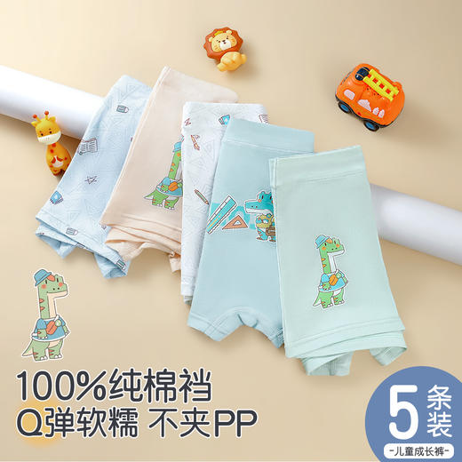 N3-【5条装】【男童 】亲肤新疆棉 3D立体剪裁 恐龙乐园+百变小熊【青春系列】 商品图1