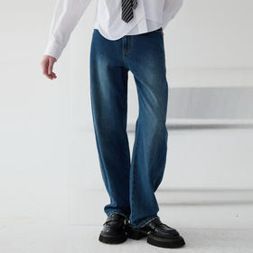 谜底牛仔直筒裤女2025春季新品香蕉裤高腰百搭宽松长裤251MK0031