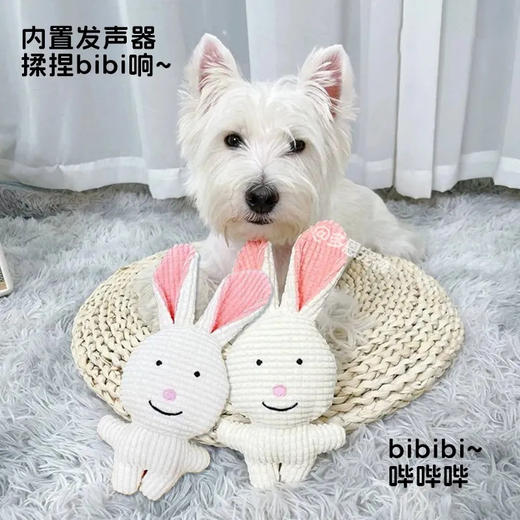 可爱毛绒小兔宠物狗狗毛绒发声玩具磨牙解闷幼犬安抚陪伴神器/个 商品图0