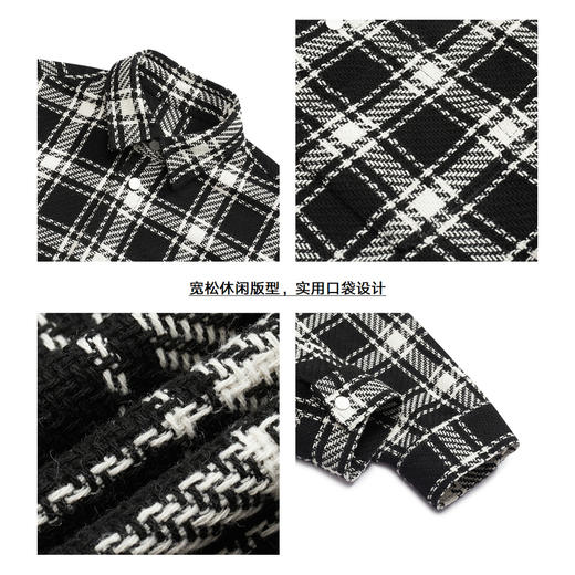 gxgjeans男装  春秋季热卖黑白格衬衣翻领长袖衬衫男JED10308764 商品图3