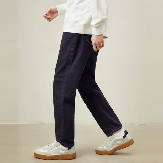 gxgjeans男装牛仔裤深蓝色修身直筒长裤时尚通勤秋季潮牛仔裤 商品图1
