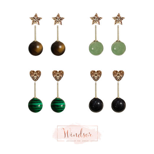 LHWINDSOR 原创设计彩色双面耳钉多种戴法搭配耳饰 商品图0