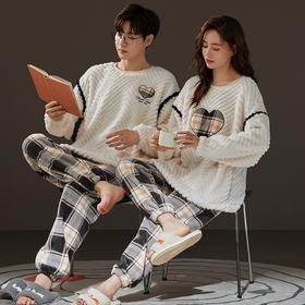 【透梦-男女款软绵绵家居服套装】升级版双面优质珊瑚绒，丝滑亲肤保暖蓄热，高品质高颜值高工艺，防静电不掉毛不掉色，多款式选择，居家外穿都会被夸！