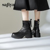 预售10天发|Safiya/索菲娅2024冬季甜酷圆头增高厚底粗跟时尚百搭加绒后拉链短踝靴SF44116415/SF44118415 商品缩略图2