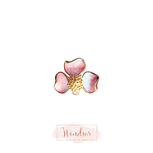 LHWINDSOR 原创设计fafa耳骨夹单只粉色三瓣花朵耳骨夹花花无耳洞 商品图0