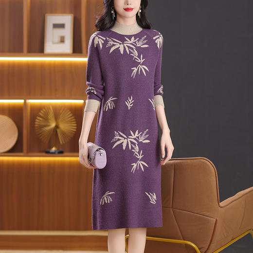 CC-103-7605配大衣连衣裙女中长款毛衣秋冬季2024新款内搭过膝打底裙 商品图1