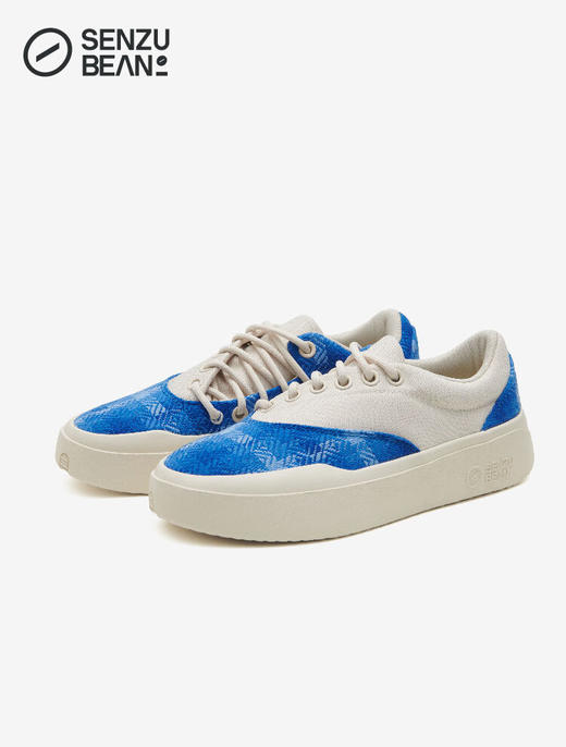 SENZU BEAN曹芳仙豆板鞋SZB男鞋透气运动休闲鞋低帮瓷器蓝平跟鞋 瓷器蓝/白色 SZBFTWL005021 商品图0
