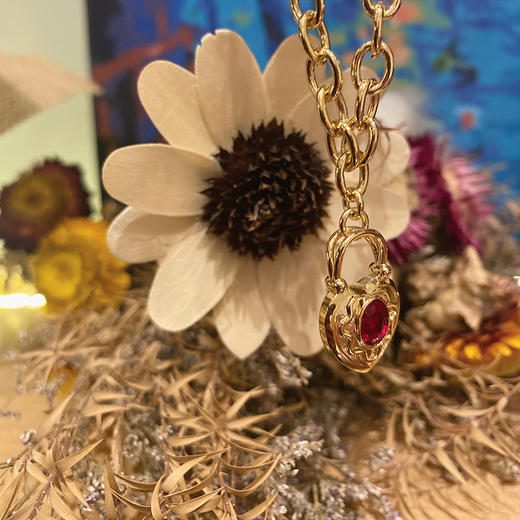 LHWINDSOR 红心锁项链欧美复古爱心设计重金粗链条颈饰 商品图3