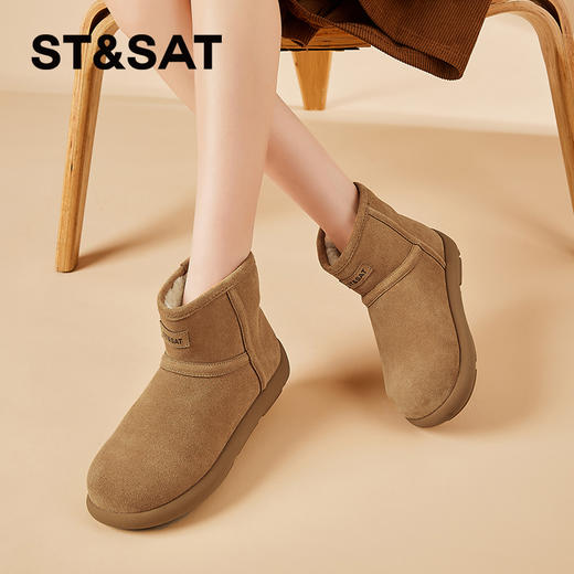 星期六简约百搭圆头舒适保暖雪地靴SSC4118E4W 商品图0
