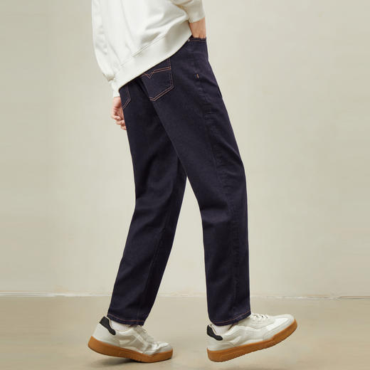 gxgjeans男装牛仔裤深蓝色修身直筒长裤时尚通勤秋季潮牛仔裤 商品图2
