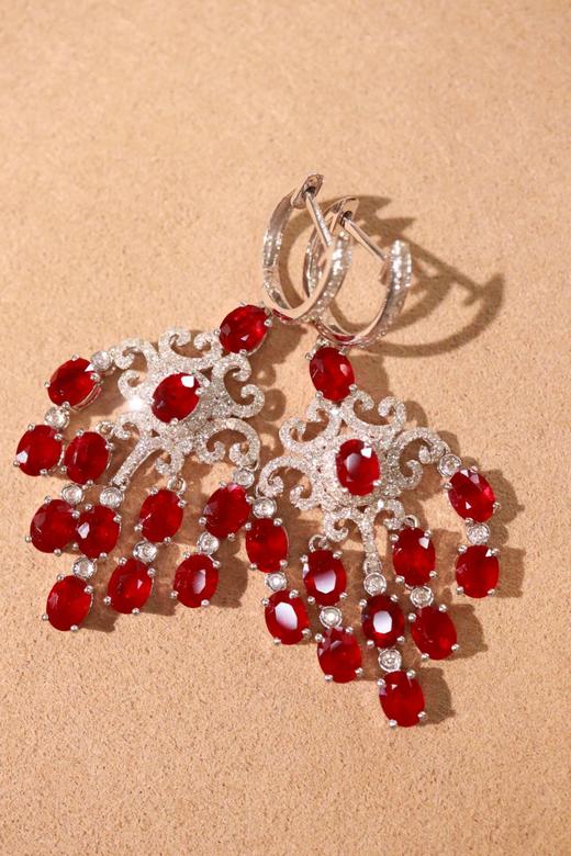 7.9ct刻面红宝石耳坠 商品图0