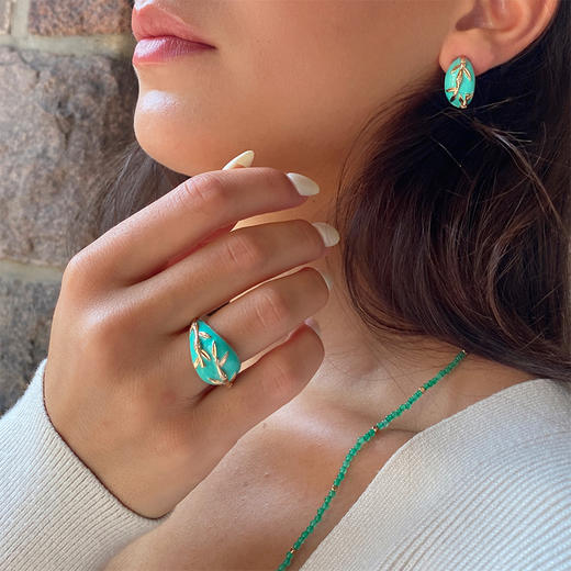 LHWINDSOR 青竹耳环戒指套装新中式 商品图3