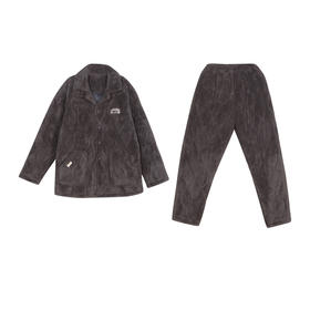 都市丽人男士加厚夹棉套装家居服长袖长裤法兰绒夹棉秋冬睡衣FHT1C3