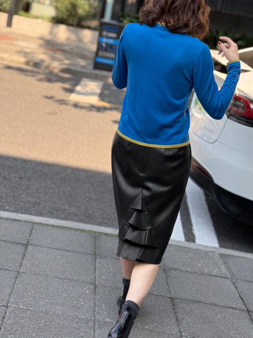 TYNVIE 双层波浪领口打底衫-蓝色 商品图5