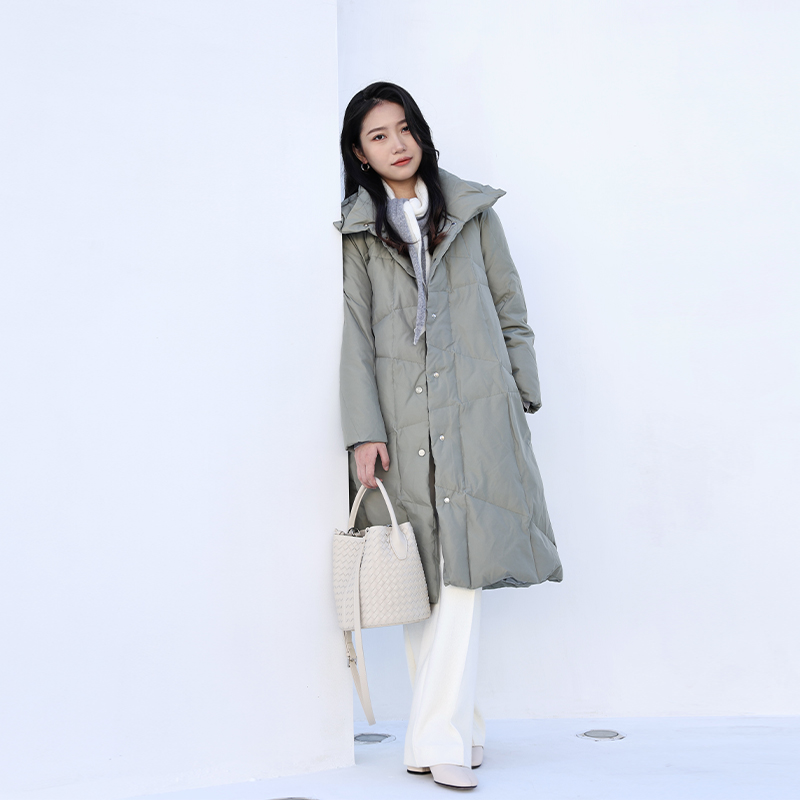 21530 安心羽绒系列定位绗线长款羽绒外套RJ004