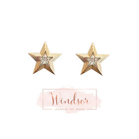 LHWINDSOR  星星耳钉复古百搭镶嵌星闪耀耳