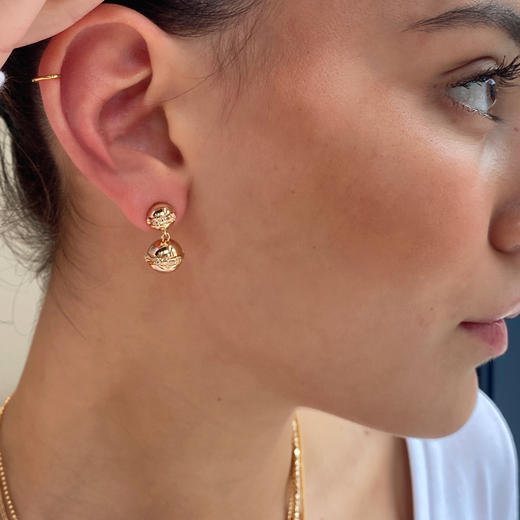 LHWINDSOR 原创设计悬浮球体竹节耳环大小半剖星球耳环 商品图2