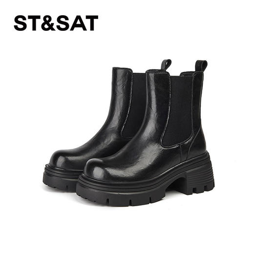 星期六时尚百搭保暖绒里厚底烟筒靴SSC4118EBB 商品图8