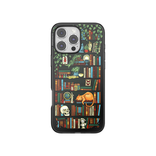 【神秘书店·手机壳】猫咪书架 POPCASE手机壳 MagSafe Popcase磁吸款 黑色 小猫 iPhone 16/15/14 商品图1