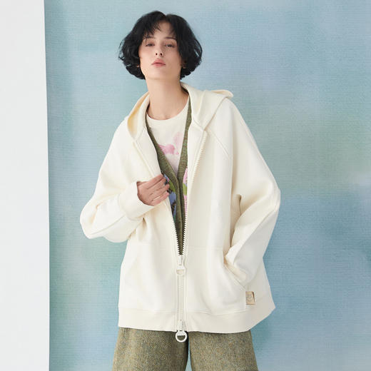 谜底卫衣外套女2025春季新品百搭宽松连帽中长款大廓形251MW0024 商品图0
